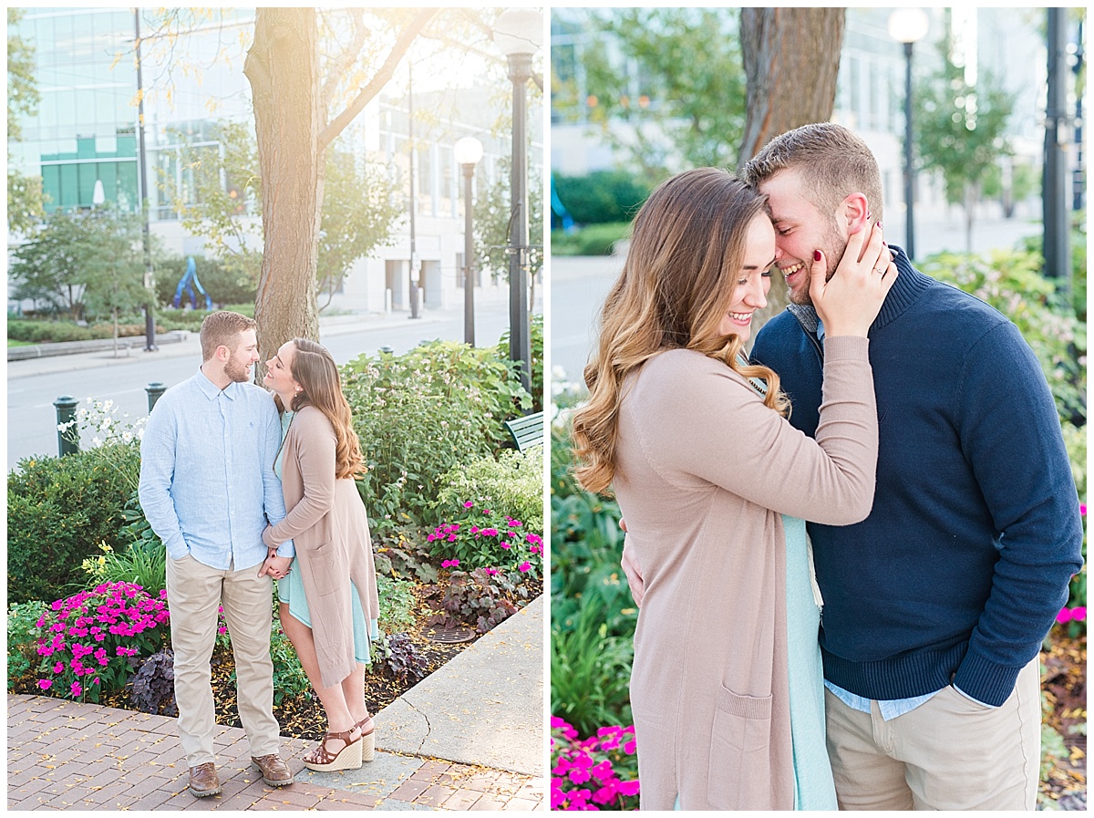 Fall Engagement Pictures with Puppy at Riverscape Park and Eastwood Lake in Dayton, Ohio photographed by Rachael Leigh Photography