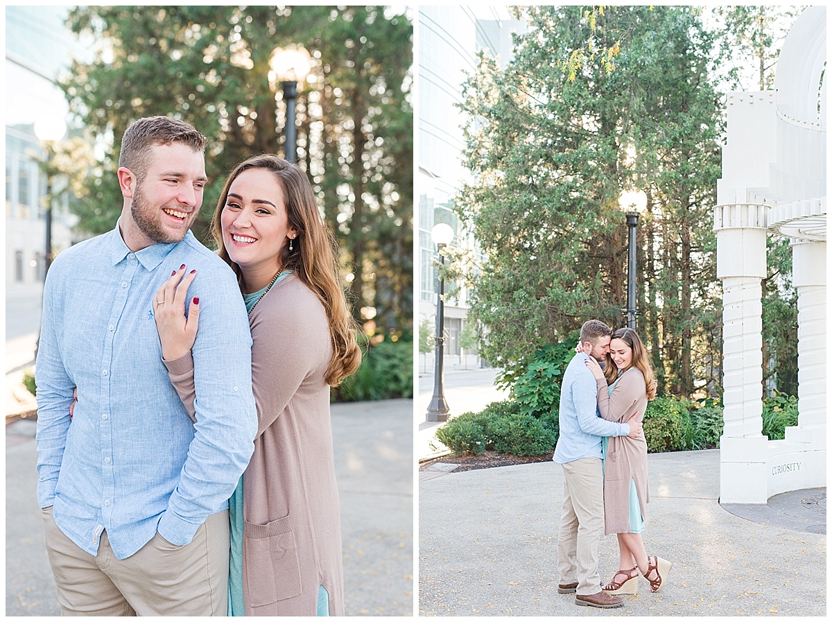 Fall Engagement Pictures with Puppy at Riverscape Park and Eastwood Lake in Dayton, Ohio photographed by Rachael Leigh Photography