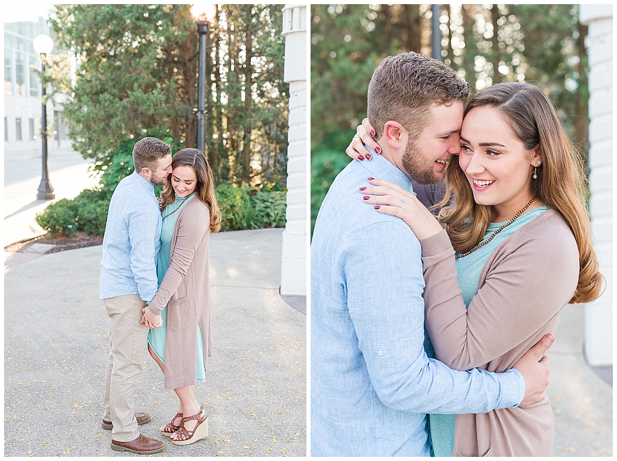 Fall Engagement Pictures with Puppy at Riverscape Park and Eastwood Lake in Dayton, Ohio photographed by Rachael Leigh Photography