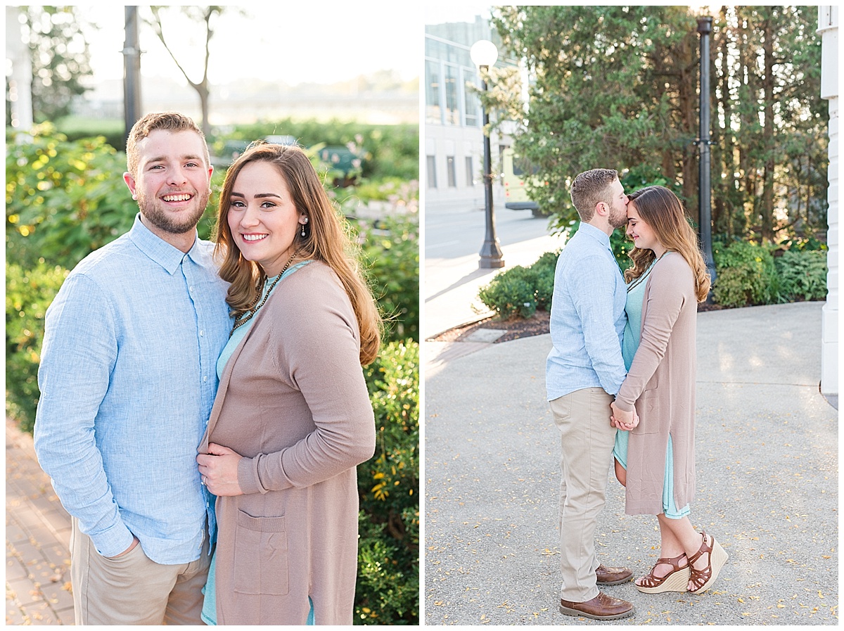 Fall Engagement Pictures with Puppy at Riverscape Park and Eastwood Lake in Dayton, Ohio photographed by Rachael Leigh Photography