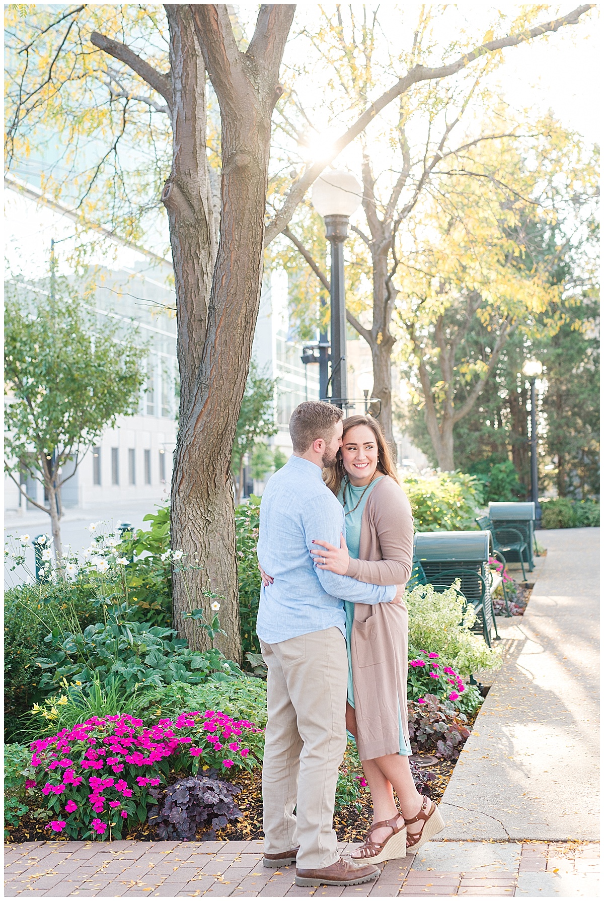 Fall Engagement Pictures with Puppy at Riverscape Park and Eastwood Lake in Dayton, Ohio photographed by Rachael Leigh Photography