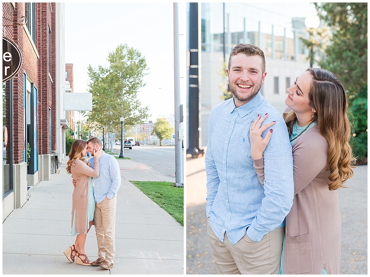 Fall Engagement Pictures with Puppy at Riverscape Park and Eastwood Lake in Dayton, Ohio photographed by Rachael Leigh Photography