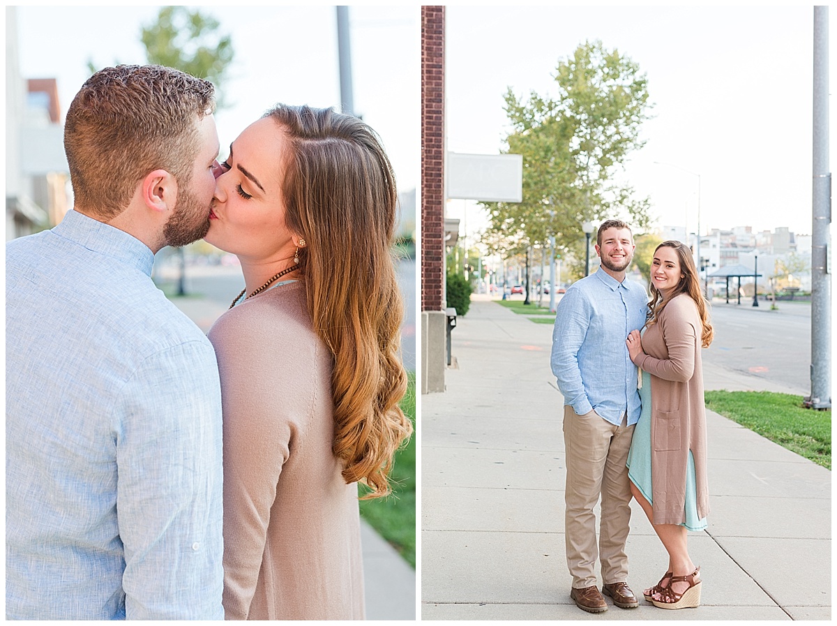 Fall Engagement Pictures with Puppy at Riverscape Park and Eastwood Lake in Dayton, Ohio photographed by Rachael Leigh Photography