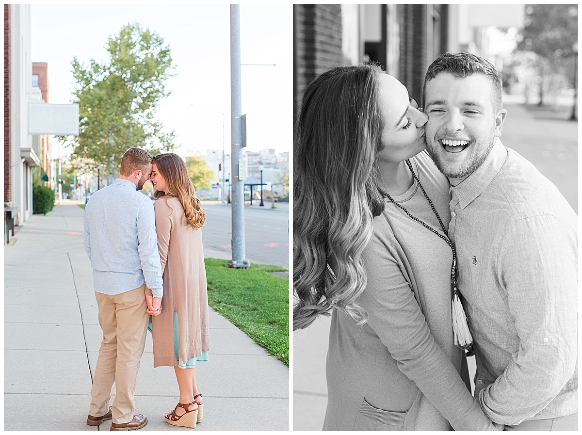 Fall Engagement Pictures with Puppy at Riverscape Park and Eastwood Lake in Dayton, Ohio photographed by Rachael Leigh Photography