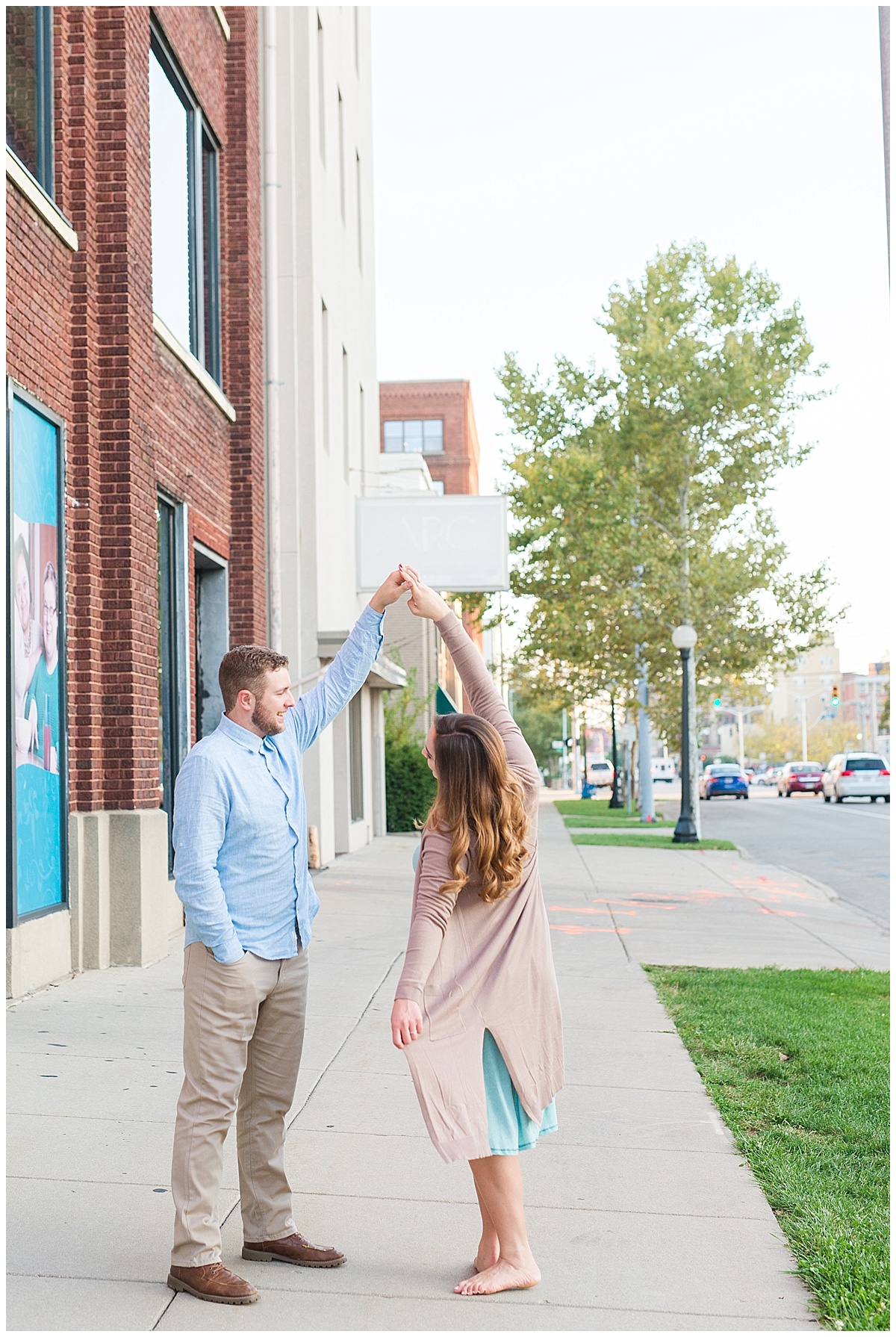 Fall Engagement Pictures with Puppy at Riverscape Park and Eastwood Lake in Dayton, Ohio photographed by Rachael Leigh Photography
