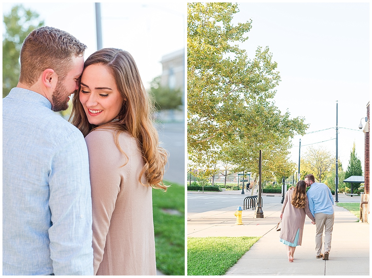 Fall Engagement Pictures with Puppy at Riverscape Park and Eastwood Lake in Dayton, Ohio photographed by Rachael Leigh Photography
