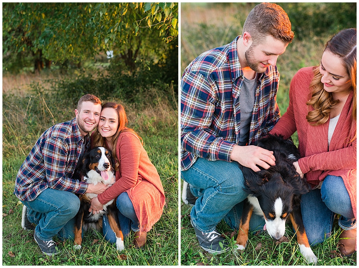Fall Engagement Pictures with Puppy at Riverscape Park and Eastwood Lake in Dayton, Ohio photographed by Rachael Leigh Photography