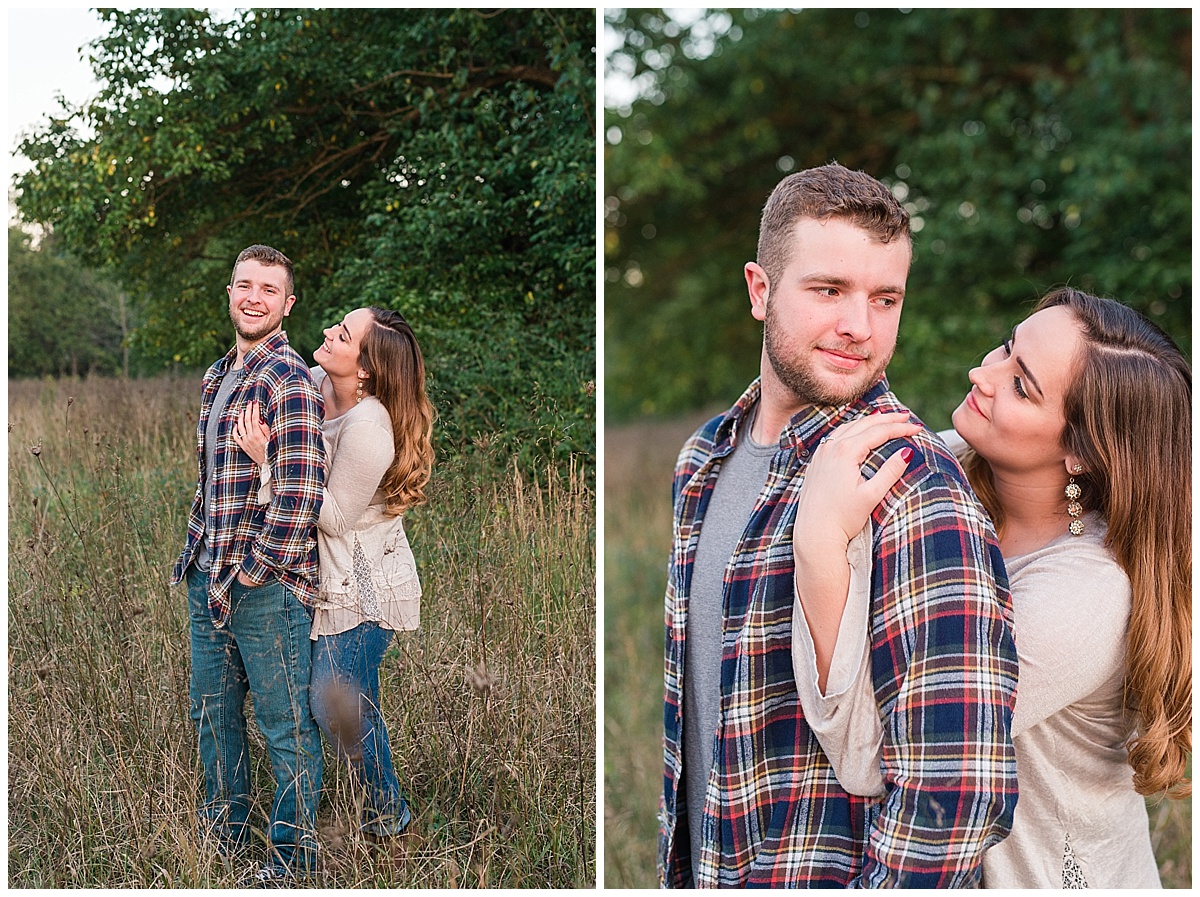 Fall Engagement Pictures with Puppy at Riverscape Park and Eastwood Lake in Dayton, Ohio photographed by Rachael Leigh Photography