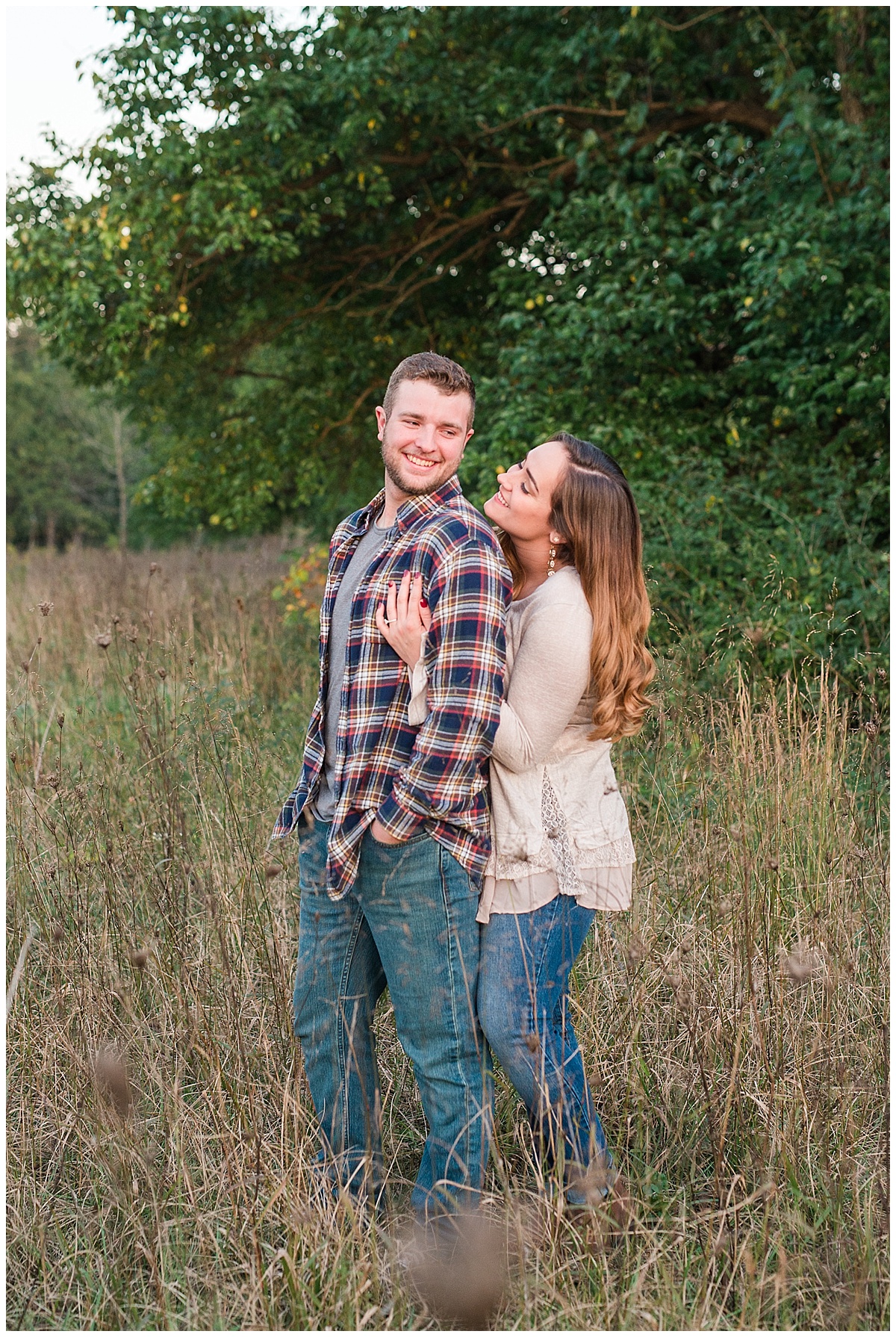 Fall Engagement Pictures with Puppy at Riverscape Park and Eastwood Lake in Dayton, Ohio photographed by Rachael Leigh Photography