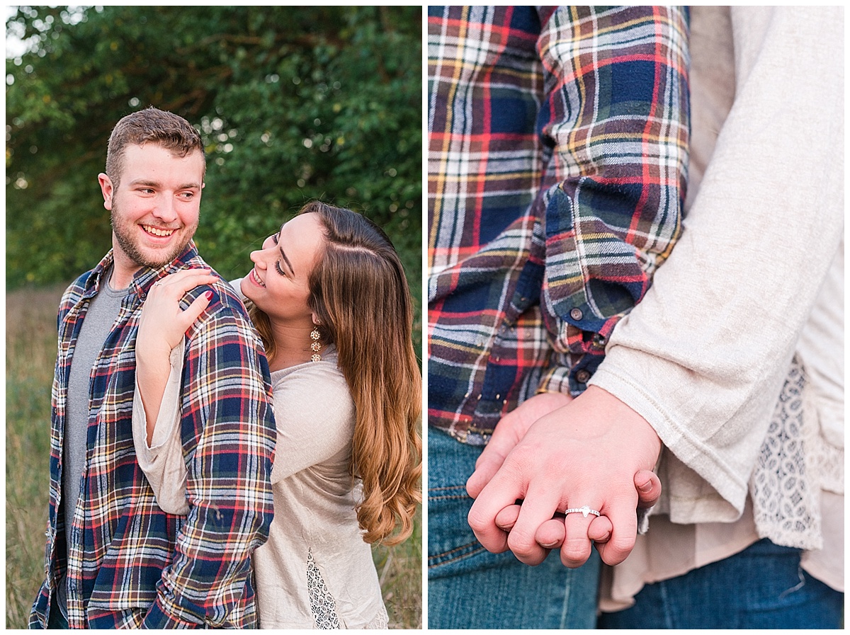 Fall Engagement Pictures with Puppy at Riverscape Park and Eastwood Lake in Dayton, Ohio photographed by Rachael Leigh Photography